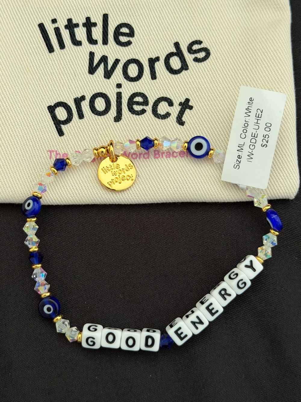 Little Words Project Beaded Stretch Bracelet “Good Energy”